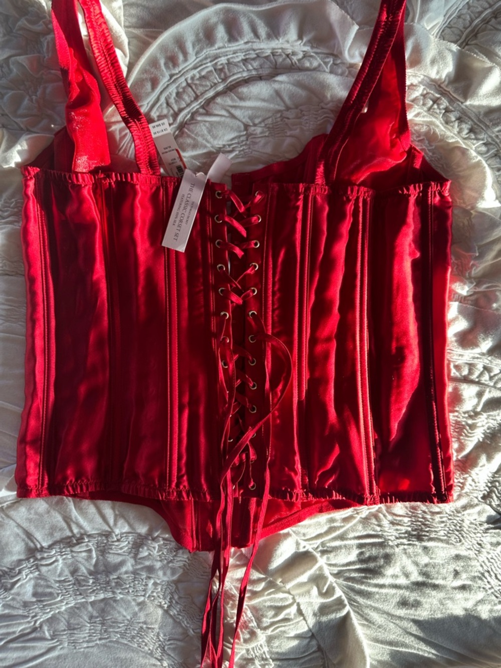 Victoria's Secret Red Silk Corset Top - Picture 2 of 8